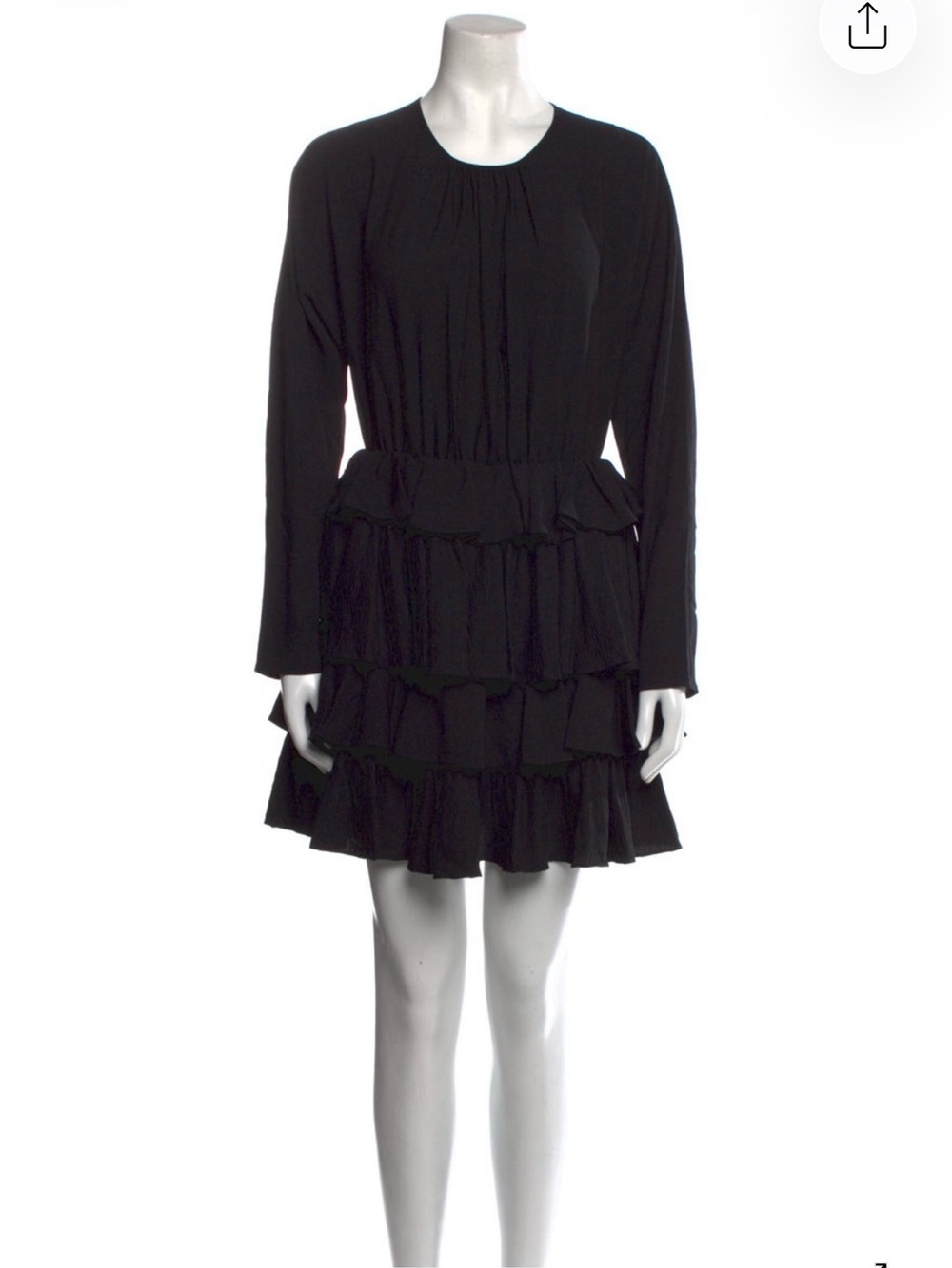 RHODE Black Long-Sleeve Tiered Ruffle Dress